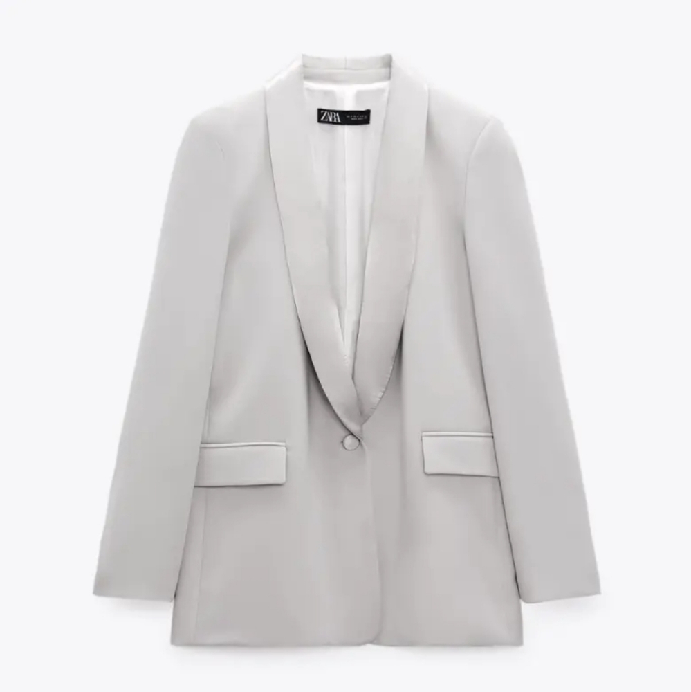 Zara * Satin Effect Blazer Jacket Gray size XS and S New - Picture 7 of 13